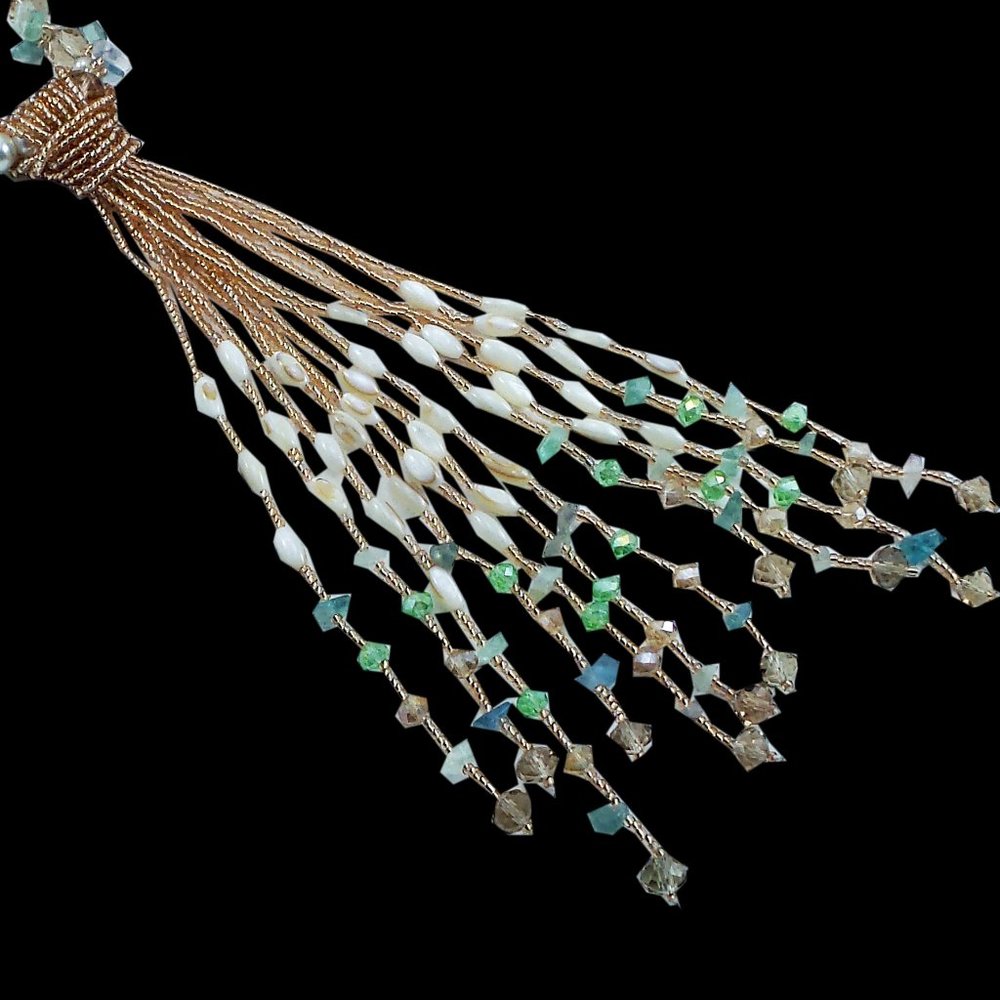 Beaded Necklace 12 Tassels Handmade - Picture 6 of 6